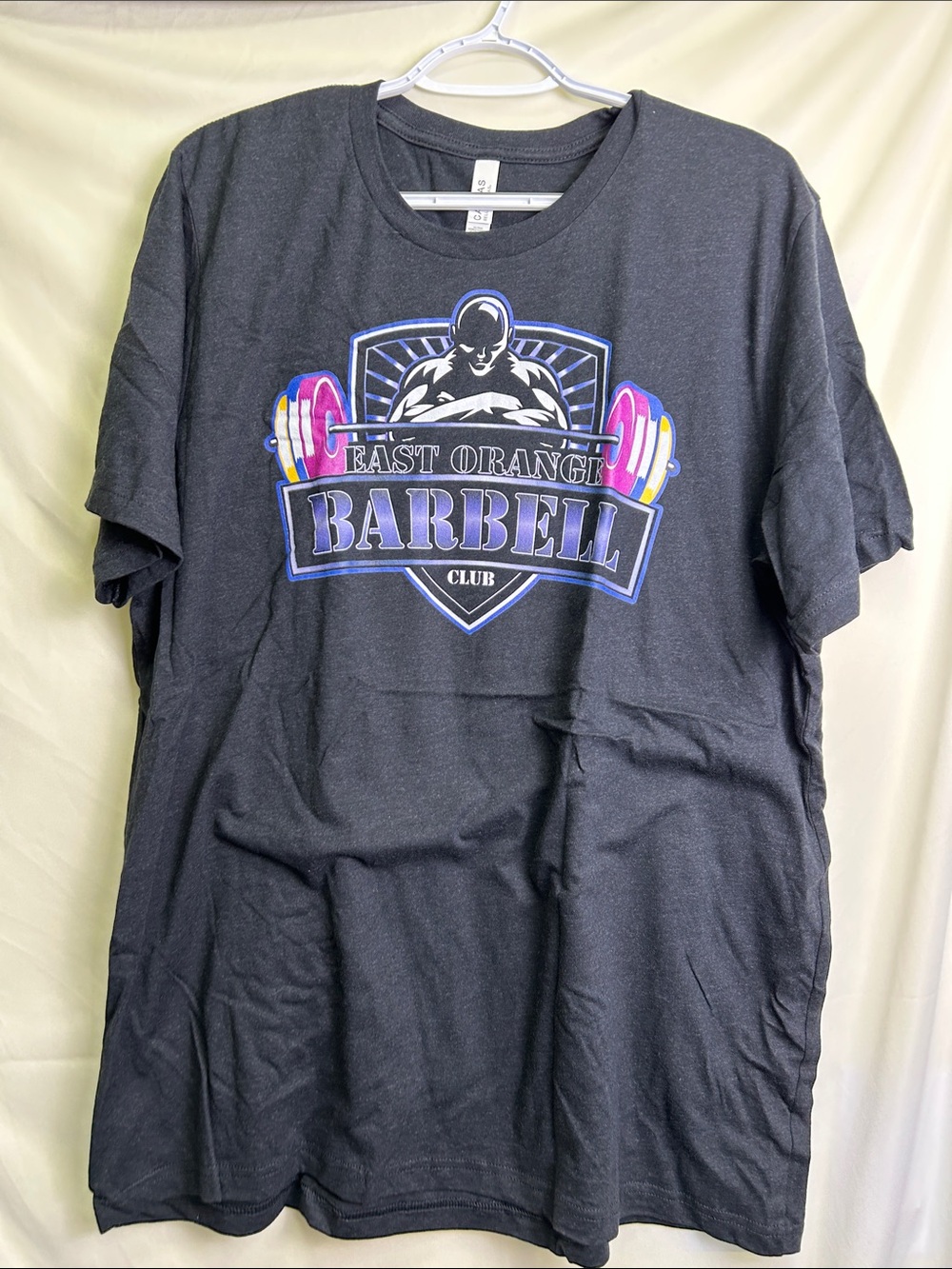 Bella Canvas Black East Orange Barbell Club Graphic Tee - Multicolor Print